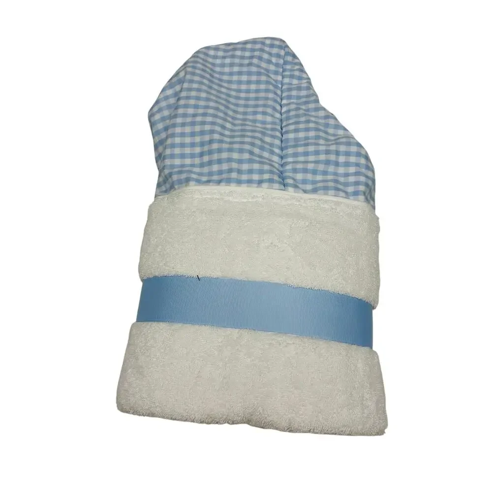 NWT Rockin' Royalty Baby Blue Check Hooded Towel